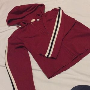 Tops - Athletic stripe zip front hoodie Tops - Athletic stripe zip front hoodie